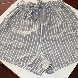 Striped Self-Tie Front Shorts